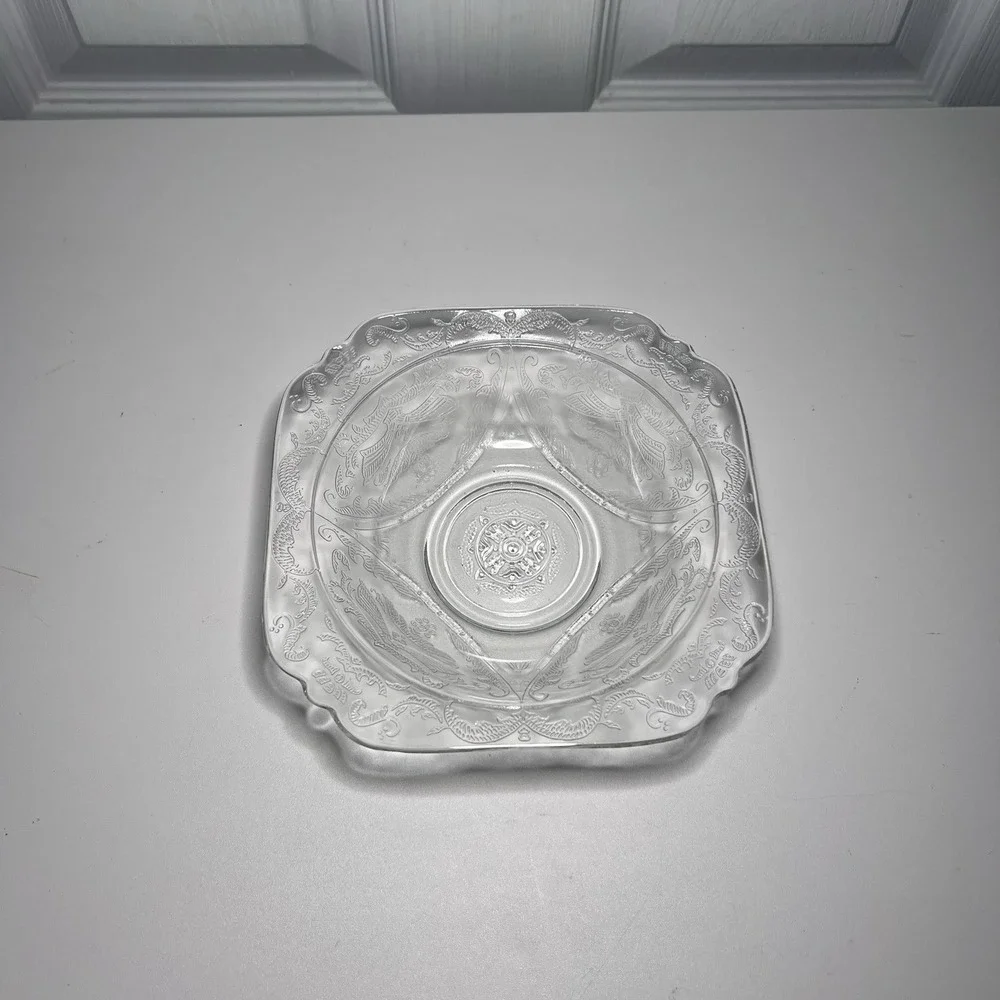 2-Vtg Indiana Glass Recollection Madrid Depression Clear Square Bowls Madrid 7